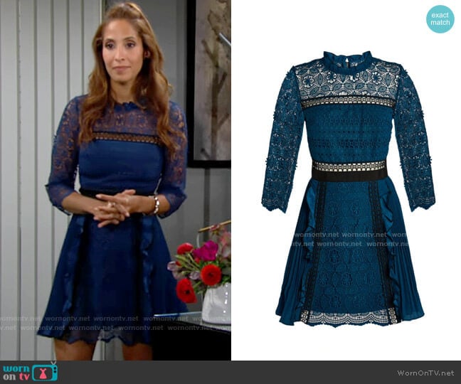 Self Portrait Guipure Lace Pleated Mini Dress worn by Lily Winters (Christel Khalil) on The Young and the Restless