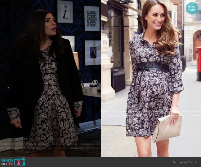 Printed Woven Maternity Shirt Dress by SeraPhine worn by Brook Lynn Quartermaine (Amanda Setton) on General Hospital