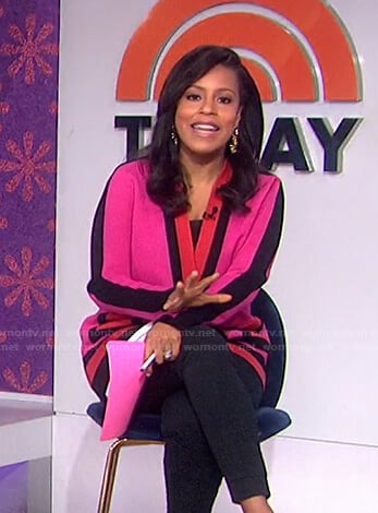 Sheinelle’s pink colorblock cardigan on Today