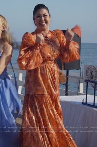 Sherri’s orange floral print maxi dress on All Rise