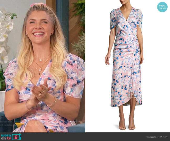 Lorenza Floral Ruched Dress Shoshanna worn by Amanda Kloots on The Talk