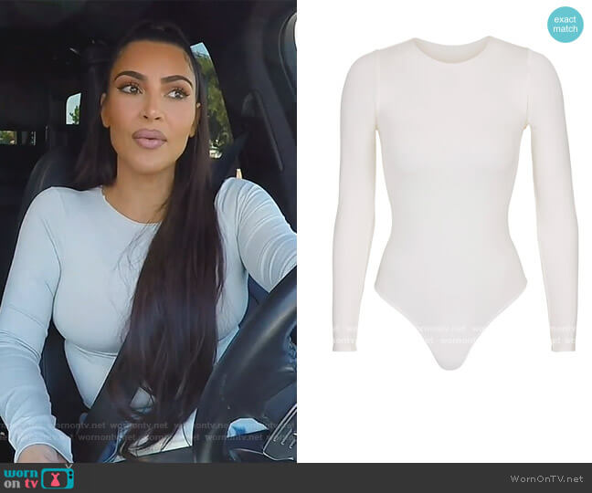 Long Sleeve Bodysuit by Skims worn by Kim Kardashian  on Keeping Up with the Kardashians
