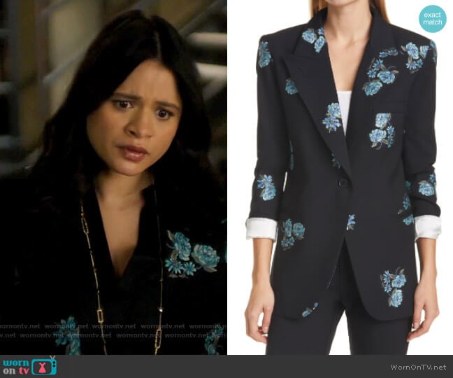 Smythe 90s Floral Wool Blend Blazer worn by Mel Vera (Melonie Diaz) on Charmed