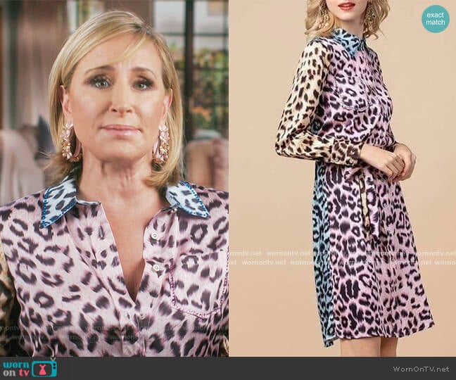 Pastel Leopard Mini Dress by Sonja Morgan worn by Sonja Morgan on The Real Housewives of New York City