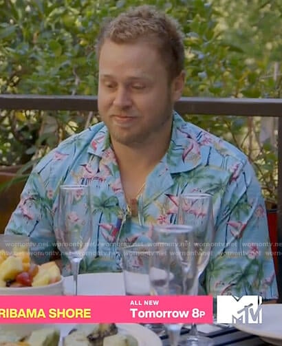 Spencer's flamingo print shirt on The Hills New Beginnings