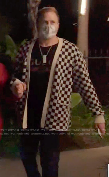 Spencer's Gucci tee and checkerboard cardigan on The Hills New Beginnings