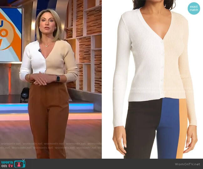 Cargo Colorblock Sweater by Staud worn by Amy Robach on Good Morning America