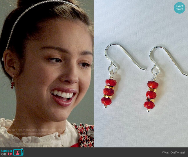 Sweet Tea and Sisters Coral Sterling Silver Earrings worn by Nini (Olivia Rodrigo) on High School Musical The Musical The Series