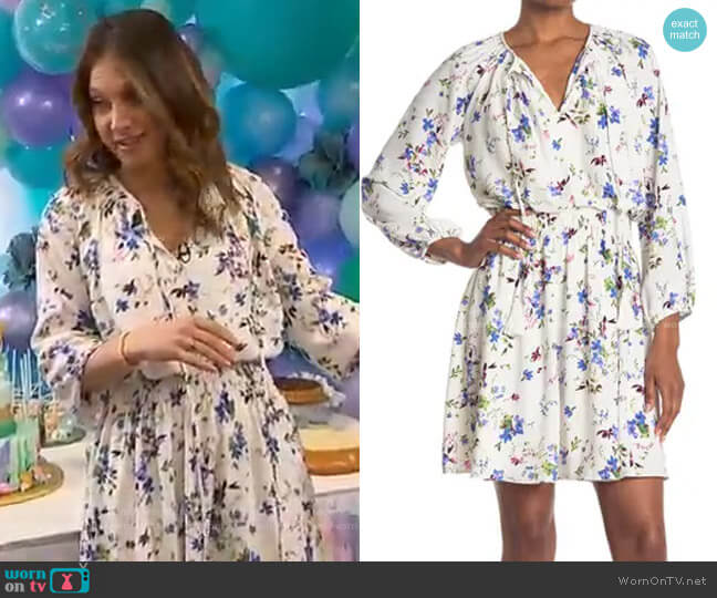 Floral Print Smocked Waist Mini Dress by Taylor worn by Ginger Zee on Good Morning America