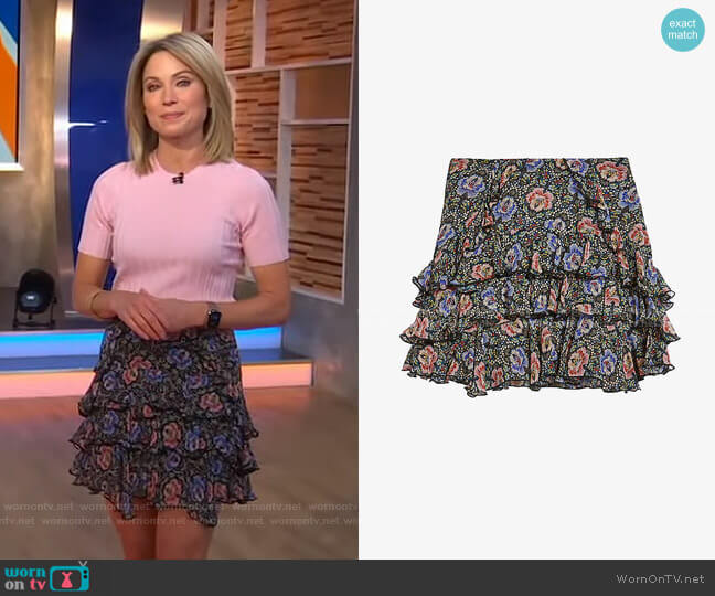 Jassiey mini skirt by Ted Baker worn by Amy Robach on Good Morning America