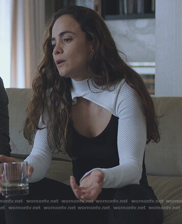 Teresa's black and white cutout top on Queen of the South