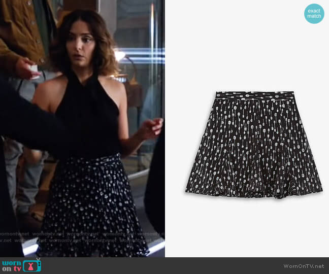 The Kooples Metallic Frilled Woven Mini Skirt worn by Zari Tomaz (Tala Ashe) on Legends of Tomorrow