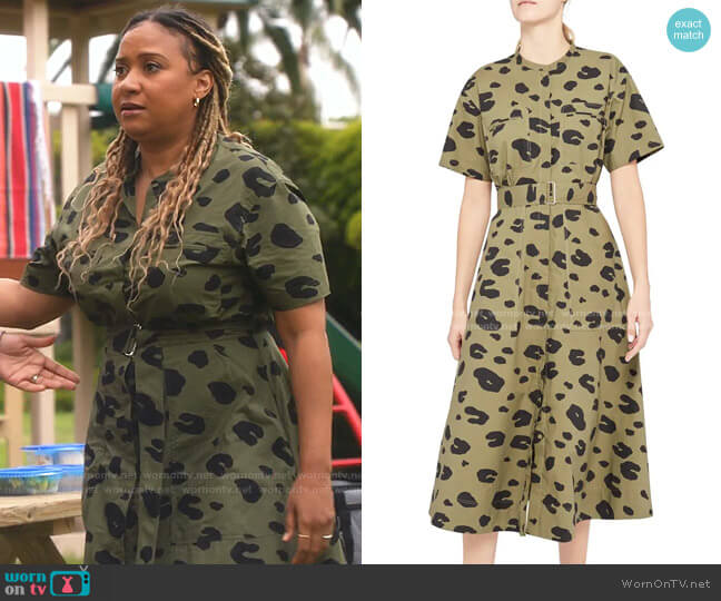 Leopard Utitlity Shirtdress by Theory worn by Karen Wilson (Tracie Thoms) on 9-1-1