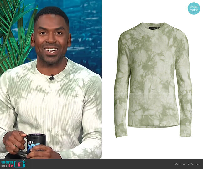 Masten Eco Brea Tie Dye Crewneck Sweater by Theory worn by Justin Sylvester on E! News