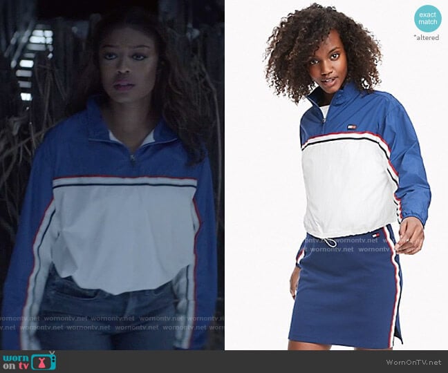 Tommy Hilfiger Colorblocked Half-Zip Crinkle Top worn by Ryan Wilder (Javicia Leslie) on Batwoman