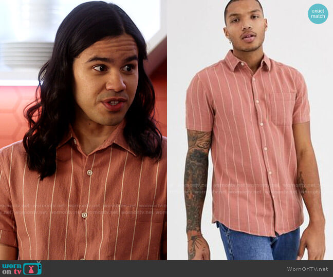 Topman Shirt in Red Stripe worn by Cisco Ramon (Carlos Valdes) on The Flash