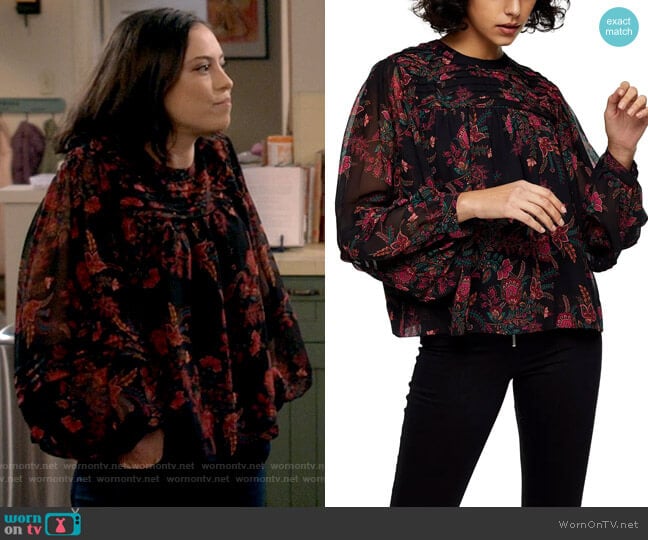 Topshop Paisley Pintuck Blouse worn by Adriana (Rosa Salazar) on B Positive