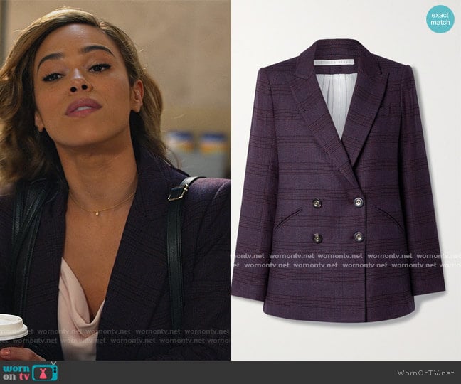 Oria Dickey checked woven blazer by Veronica Beard worn by Emily Lopez (Jessica Camacho) on All Rise