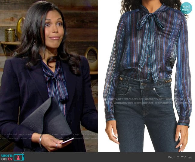 Veronica Beard Malaya Blouse worn by Karla Mosley (Karla Mosley) on The Young and the Restless