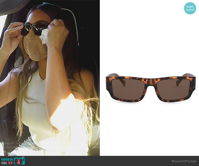 Tortoiseshell-effect Rectangle Sunglasses by Versace worn by Kim Kardashian on Keeping Up with the Kardashians