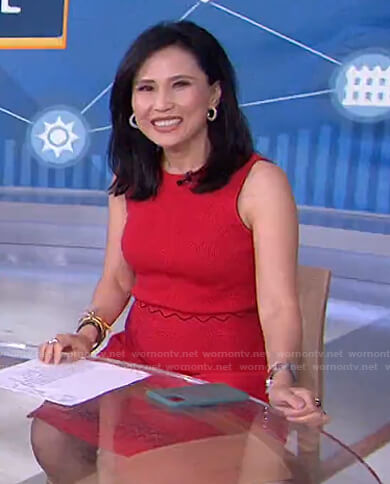 Vicky’s red scalloped ribbed dress on Today