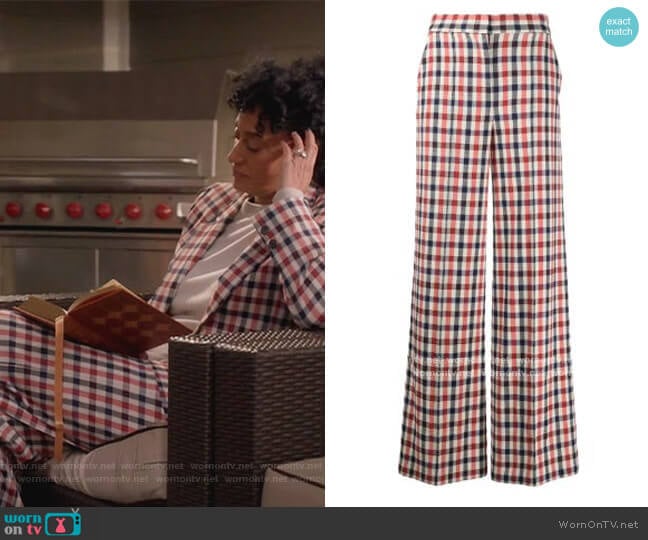 Checked Pants by Victoria Victoria Beckham worn by Rainbow Johnson (Tracee Ellis Ross) on Black-ish