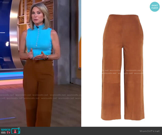 WornOnTV: Amy’s blue sleeveless top and brown suede pants on Good ...