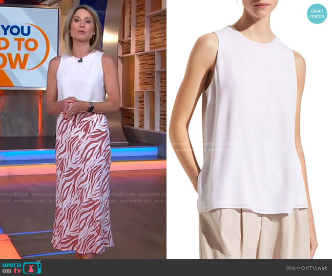 Textured Rib Silk Crepe Shell by Vince worn by Amy Robach  on Good Morning America