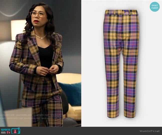 Vivienne Westwood George Trousers in Tartan worn by Melody Bayani (Liza Lapira) on The Equalizer