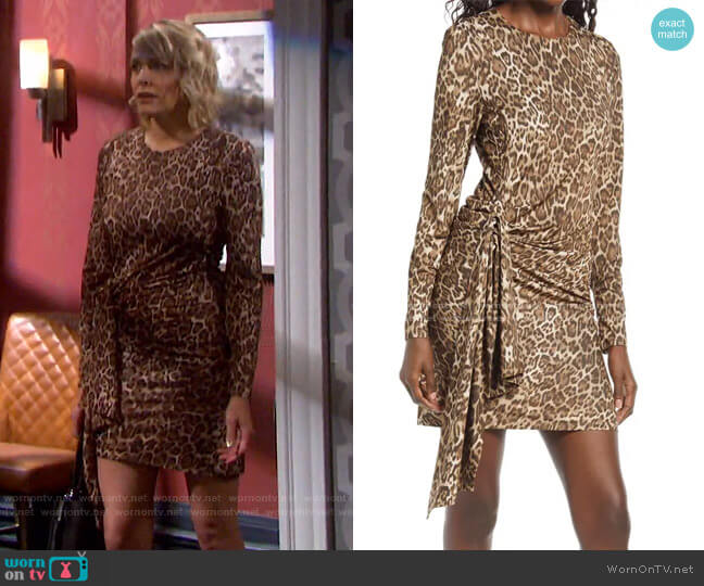 Sonomals Side Tie Long Sleeve Minidress by Wayf worn by Nicole Walker (Arianne Zucker) on Days of our Lives