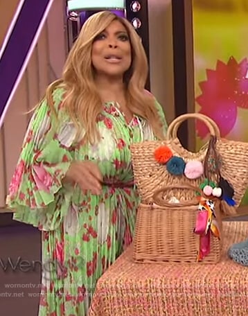 Wendy’s green floral pleated dress on The Wendy Williams Show