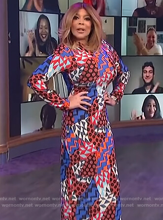 Wendy's printed midi dress on The Wendy Williams Show