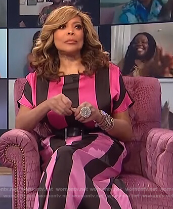 Wendy’s pink stripe dress on The Wendy Williams Show