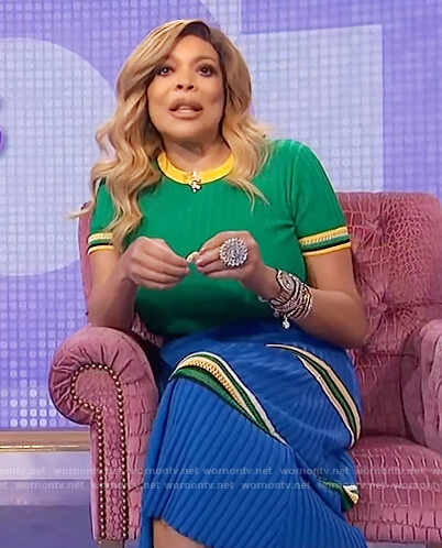 Wendy’s green ribbed top and skirt on The Wendy Williams Show