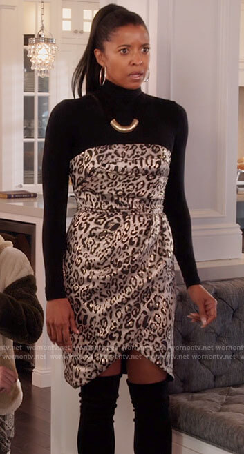Wickie’s metallic leopard print dress on Girls5eva