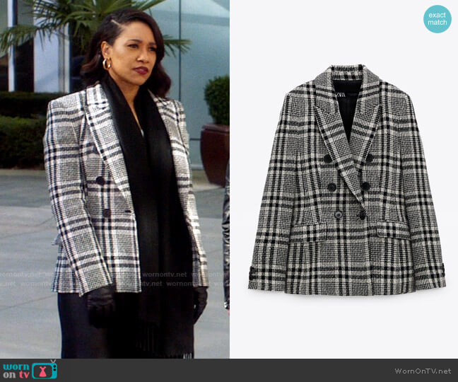 Zara Check Blazer worn by Iris West (Candice Patton) on The Flash