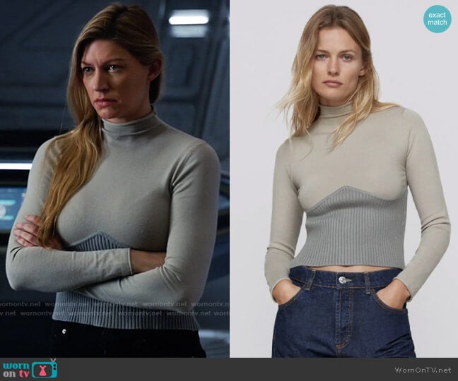 Zara Combination Knit Sweater worn by Ava Sharpe (Jes Macallan) on Legends of Tomorrow