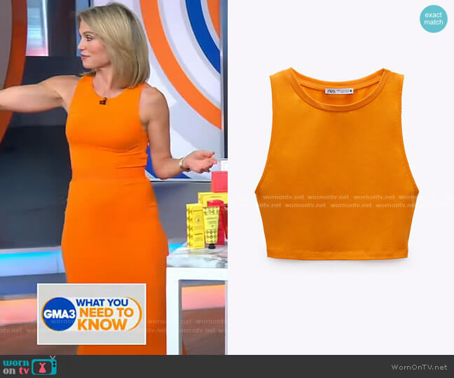 Crop Hater Top by Zara worn by Amy Robach on Good Morning America