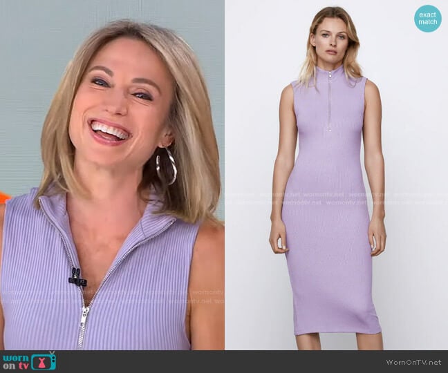 Ribbd Zip-Up Dress by Zara worn by Amy Robach on Good Morning America