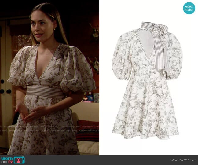 Zimmermann Linen Day Dress worn by Hope Logan (Annika Noelle) on The Bold and the Beautiful