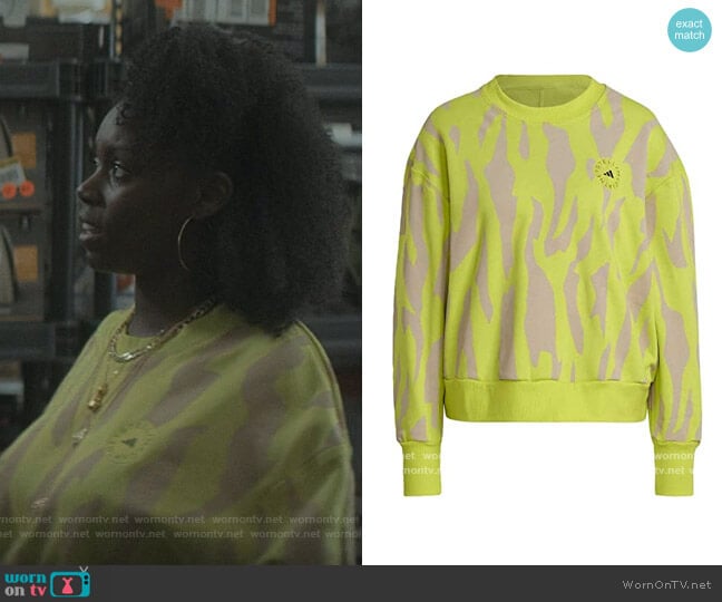 Stella McCartney Sweatshirt in Acid Yellow by Adidas worn by Kiesha Williams (Birgundi Baker) on The Chi