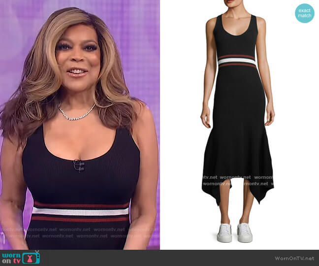 Anders Scoop-Neck Sleeveless Fitted Handkerchief-Hem Dress by A.L.C. worn by Wendy Williams on The Wendy Williams Show