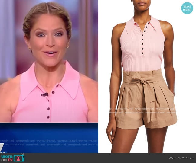 Asher Sleeveless Knit Polo Top by A.L.C worn by Sara Haines on The View