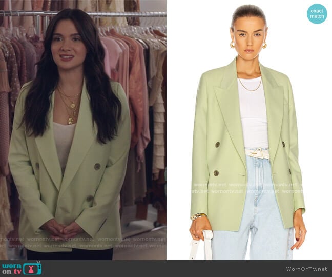 Green Wool Double-Breasted Suit Blazer by Acne Studios worn by Jane Sloan (Katie Stevens) on The Bold Type