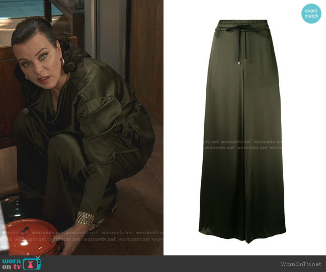 Wide-Leg Silk Trousers by Adam Lippes worn by Maggie (Debi Mazar) on Younger