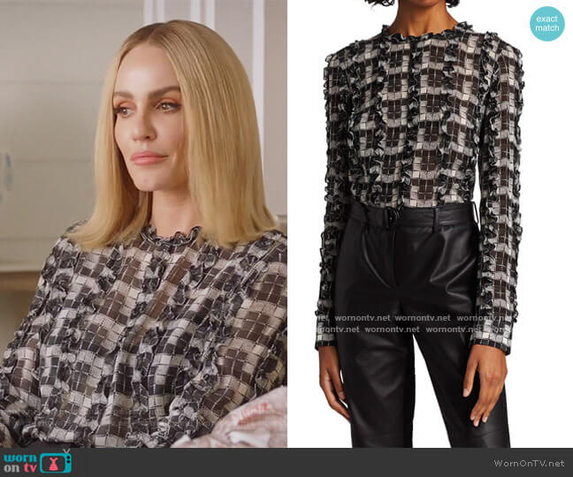 Printed Ruffle Blouse by Akris Punto worn by Laura Baker (Monet Mazur) on All American