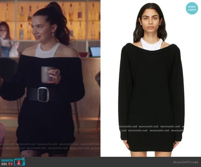 Black Merino Bi-Layer Dress by Alexander Wang T worn by Jane Sloan (Katie Stevens) on The Bold Type