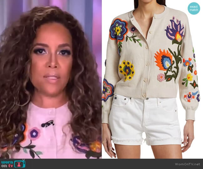 Lelia Floral-Embroidered Cardigan Alice + Olivia worn by Sunny Hostin on The View