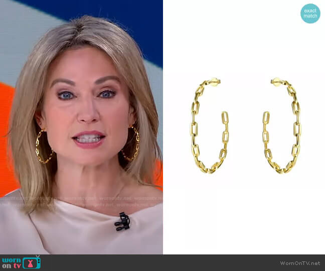 Anchor Chain Hoops by Accessory Concierge worn by Amy Robach  on Good Morning America
