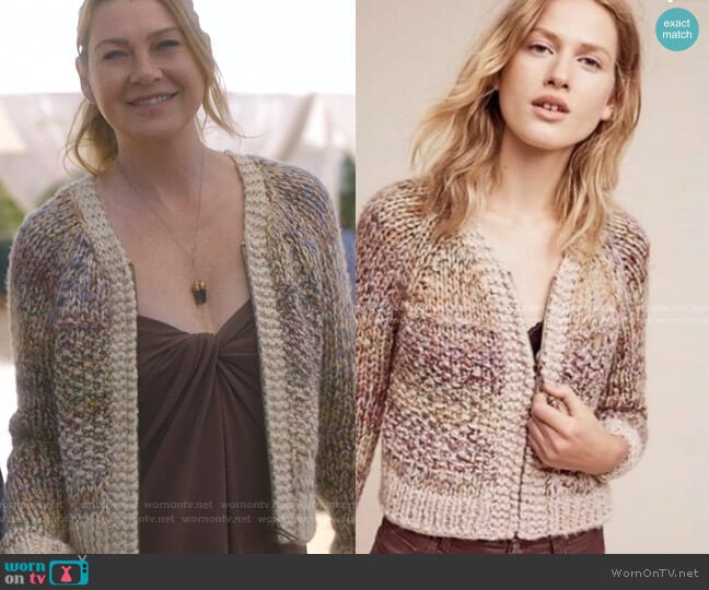 Angel of the North Aurora Cardigan by Anthropologie worn by Meredith Grey (Ellen Pompeo) on Greys Anatomy